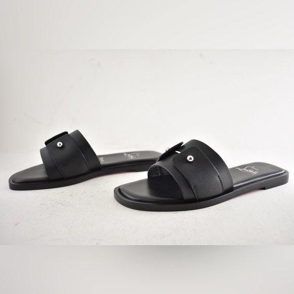 Christian Louboutin Chambelimule Donna Flat Black Calf Leather Slide Sandal 35 - Picture 13 of 15